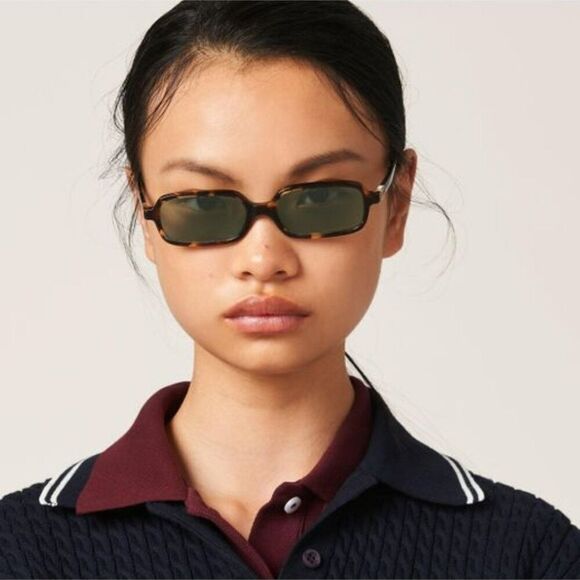 NEW Miu Miu MU11ZSF 14L20I REGARD Havana Purple Brown Rectangle Unisex Sunglasse main image 7
